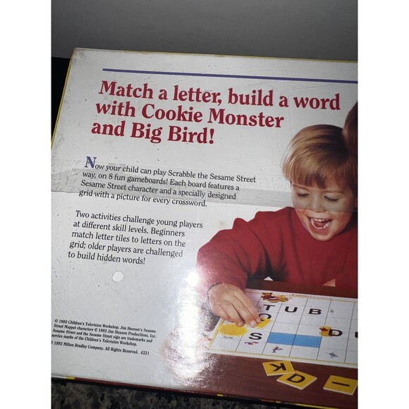 Sesame Street Kids Scrabble Game by Milton Bradley 1992 Vintage Game New Sealed - Picture 4 of 11